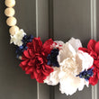 Load image into Gallery viewer, 4th of July Wood Bead Wreath flowers close up