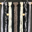 Load image into Gallery viewer, Macramé wall hanging blues and grays close up