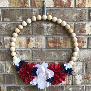 4th of July Wood Bead Wreath Craft Kit hanging