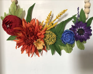 rainbow wreath flowers up close