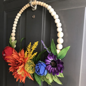 Gradient Wood Bead Rainbow Wreath