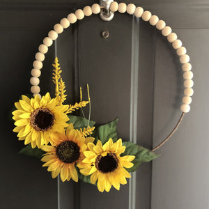 Sunflower wood bead wreath