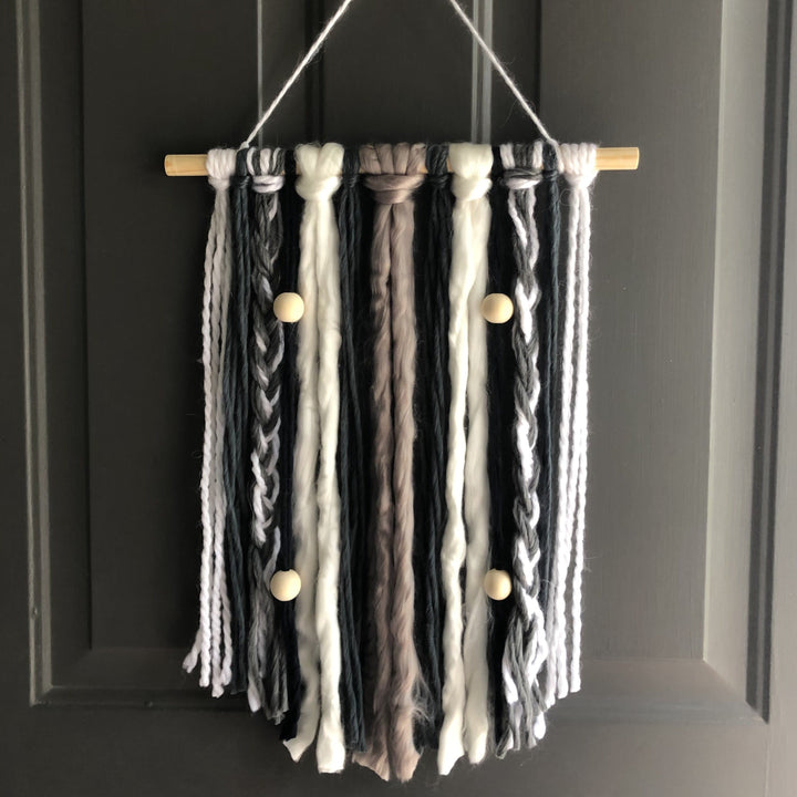 Winter whites and grays Macramé wall hanging craft kit