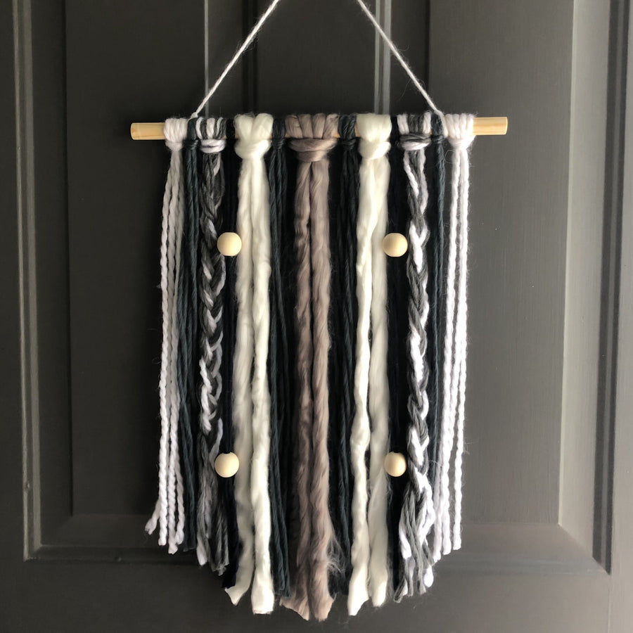 Winter whites and grays Macramé wall hanging craft kit